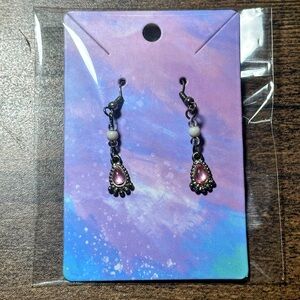 Women’s Elegant Pink and Silver Teardrop Earrings